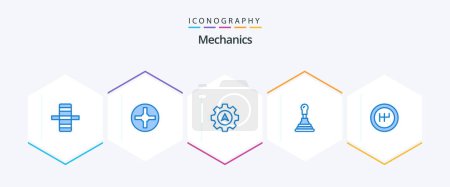 Illustration for Mechanics 25 Blue icon pack including . gear. . gearshift - Royalty Free Image