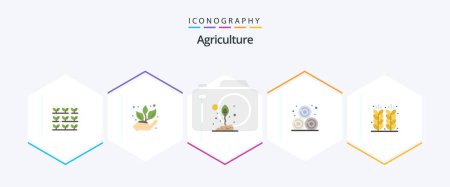 Téléchargez les illustrations : Agriculture 25 Flat icon pack including . field. nature. farming. agriculture - en licence libre de droit