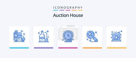Illustration for Auction Blue 5 Icon Pack Including judge. auction. wine. search. money. Creative Icons Design - Royalty Free Image