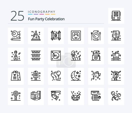 Photo for Party 25 Line icon pack including catering. letter. hanukkah. invitation. card - Royalty Free Image