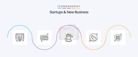 Téléchargez les illustrations : Startups et nouveau Business Line 5 Icon Pack y compris le commerce électronique. succès. Pause. montagne. temps - en licence libre de droit