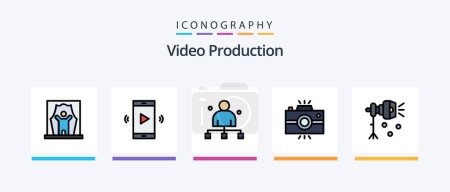 Ilustración de Video Production Line Filled 5 Icon Pack Including tv. antenna tv. theater tickets. video app. Creative Icons Design - Imagen libre de derechos