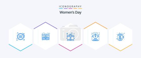 Illustration for Womens Day 25 Blue icon pack including . women day. portfolio. feminism chat. heart - Royalty Free Image