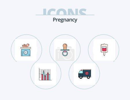 Ilustración de Embarazo línea llena paquete de iconos 5 diseño de iconos. Nena. Paquete. lista de verificación. tableta. pastilla - Imagen libre de derechos