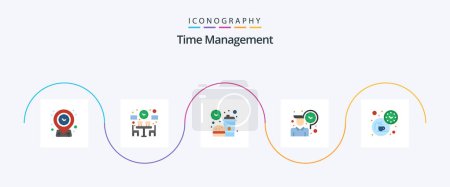 Illustration for Time Management Flat 5 Icon Pack Including break. time. break. routine. meal - Royalty Free Image
