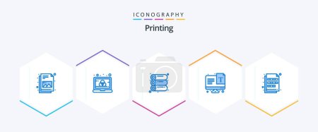 Illustration for Printing 25 Blue icon pack including imaging. extension. offset. color. typography - Royalty Free Image