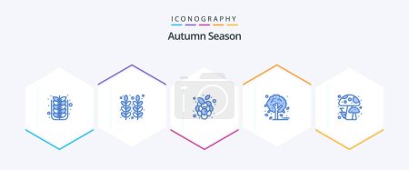 Téléchargez les illustrations : Autumn 25 Blue icon pack including autumn. leaf. thanksgiving. autumn. vine - en licence libre de droit