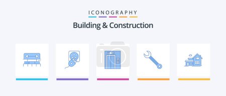 Téléchargez les illustrations : Building And Construction Blue 5 Icon Pack Including repair. building. cord. adjustable. construction. Creative Icons Design - en licence libre de droit