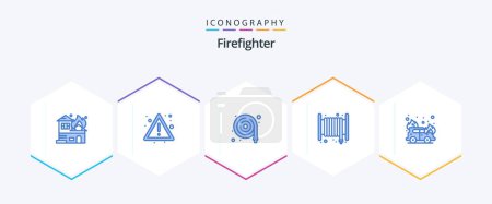 Ilustración de Firefighter 25 Blue icon pack including fire. hose. fire hose. fire. alarm - Imagen libre de derechos