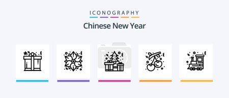 Ilustración de Chinese New Year Line 5 Icon Pack Including lantern. china. china. ying. shui. Creative Icons Design - Imagen libre de derechos