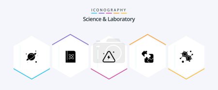 Illustration for Science 25 Glyph icon pack including molecular. solution. danger. science. jigsaw - Royalty Free Image