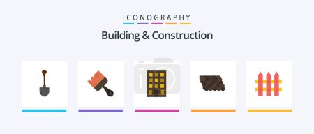 Illustration for Building And Construction Flat 5 Icon Pack Including fence. construction. paint. top. roof. Creative Icons Design - Royalty Free Image