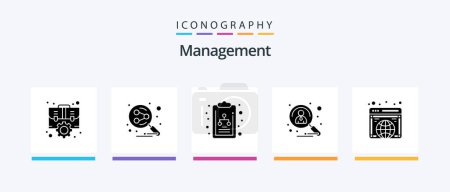 Illustration for Management Glyph 5 Icon Pack Including global. recruitment. search engine. hiring. applicant. Creative Icons Design - Royalty Free Image