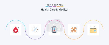 Ilustración de Cuidado de la salud y médico plana paquete de 5 iconos incluyendo médico. Cuidado. atención médica. Traumatología. salud - Imagen libre de derechos