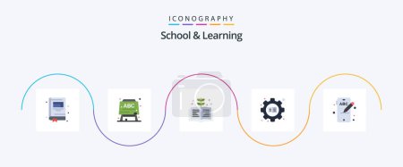 Ilustración de Escuela y aprendizaje plana 5 paquete de iconos incluyendo. teléfono. conocimiento. educación. libro - Imagen libre de derechos