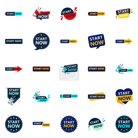 Téléchargez les illustrations : 25 Innovative Typographic Banners for promoting starting - en licence libre de droit