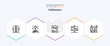 Illustration for Halloween 25 Line icon pack including holiday. easter. grave. scary. moon - Royalty Free Image