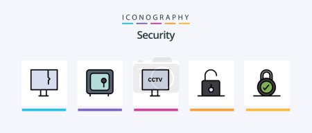 Ilustración de Línea de seguridad llena paquete de 5 iconos que incluye privacidad. candado. pc. cuenta. virus. Diseño de iconos creativos - Imagen libre de derechos