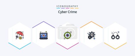 Téléchargez les illustrations : Cyber Crime 25 FilledLine icon pack including . arrest. internet. police. criminal - en licence libre de droit