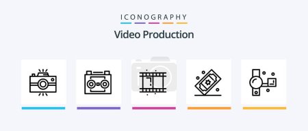Illustration for Video Production Line 5 Icon Pack Including grooming. cosmetics. speaker. photography. flash photography. Creative Icons Design - Royalty Free Image