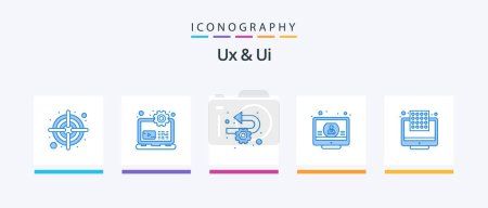 Téléchargez les illustrations : Ux And Ui Blue 5 Icon Pack Including dpi. tick. agile. screen. check. Creative Icons Design - en licence libre de droit