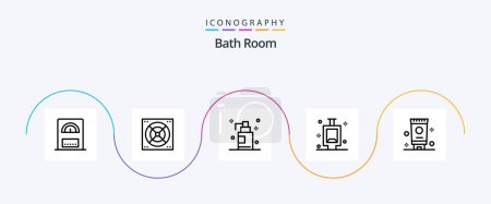 Illustration for Bath Room Line 5 Icon Pack Including th. room. bath. cream - Royalty Free Image