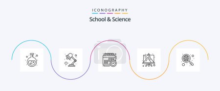 Téléchargez les illustrations : School And Science Line 5 Icon Pack Including global. painting. calendar. landscape. board - en licence libre de droit