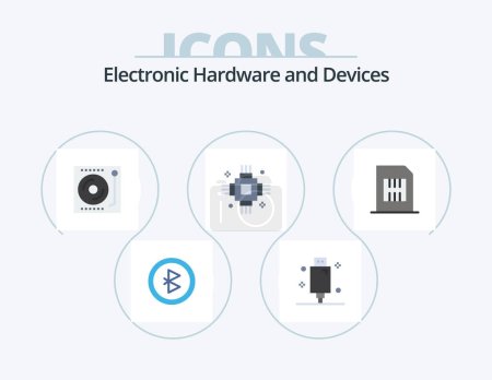 Ilustración de Devices Flat Icon Pack 5 Icon Design. equipment. electric. devices. devices. vinyl - Imagen libre de derechos