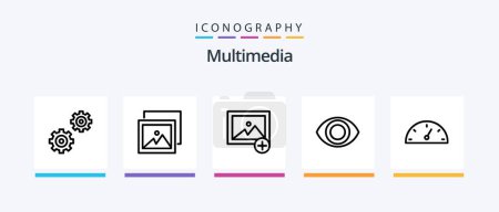 Téléchargez les illustrations : Multimedia Line 5 Icon Pack Including . dash. performance. Creative Icons Design - en licence libre de droit