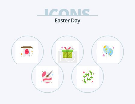 Illustration for Easter Flat Icon Pack 5 Icon Design. event. box. nature. love. gift - Royalty Free Image