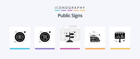 Illustration for Public Signs Glyph 5 Icon Pack Including . advertising. arrows. ad. train. Creative Icons Design - Royalty Free Image
