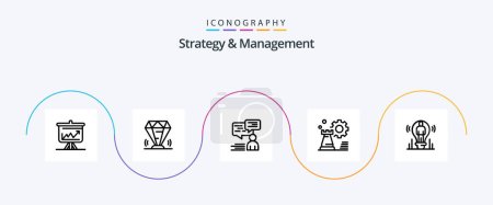 Ilustración de Strategy And Management Line 5 Icon Pack Including chess. strategy. ruby. man. support - Imagen libre de derechos