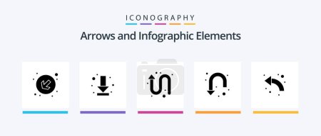 Téléchargez les illustrations : Arrow Glyph 5 Icon Pack Including curved. arrow. arrows. down. sign. Creative Icons Design - en licence libre de droit