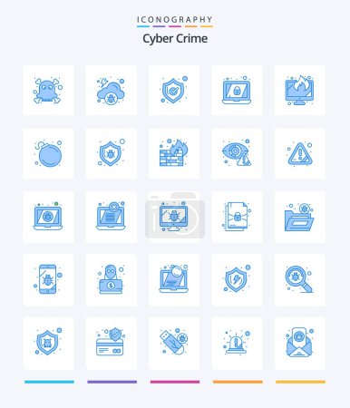 Illustration for Creative Cyber Crime 25 Blue icon pack  Such As alert. lost. shield. screen. lock - Royalty Free Image