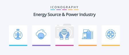 Illustration for Energy Source And Power Industry Blue 5 Icon Pack Including earth. globe. conservation. industry. construction. Creative Icons Design - Royalty Free Image