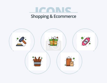 Illustration for Shopping And Ecommerce Line Filled Icon Pack 5 Icon Design. handbag. shopping. diamond. code. bar - Royalty Free Image