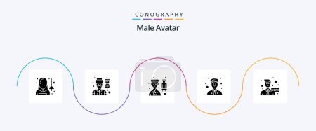 Téléchargez les illustrations : Avatar mâle Glyphe 5 Icône Pack Y compris travailleur. Mec. Mec. coordinateur. professionnel - en licence libre de droit