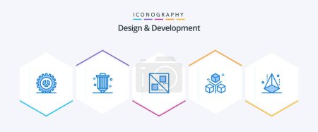 Illustration for Design and Development 25 Blue icon pack including programing. development. pencil. design. line - Royalty Free Image