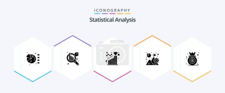 Illustration for Statistical Analysis 25 Glyph icon pack including analysis. growth. achievement. graph. analysis - Royalty Free Image