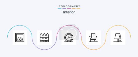 Illustration for Interior Line 5 Icon Pack Including design. interior. interior. furniture. wall - Royalty Free Image