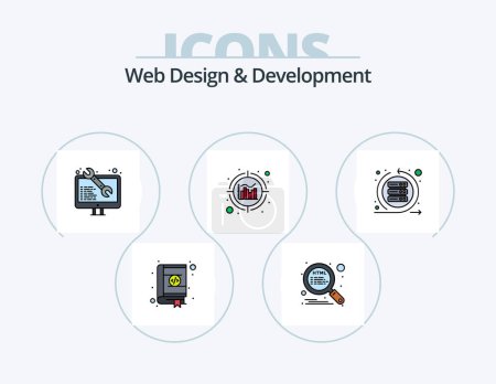 Illustration for Web Design And Development Line Filled Icon Pack 5 Icon Design. analytics. development. coding. coding. - Royalty Free Image