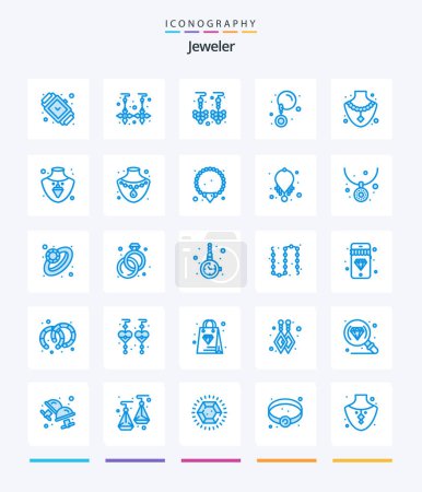 Illustration for Creative Jewellery 25 Blue icon pack  Such As gold. nacklace. gold. jewelry. diamond - Royalty Free Image