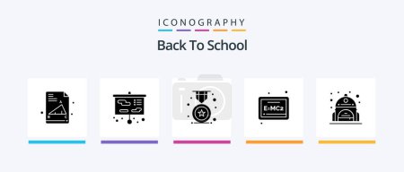 Illustration for Back To School Glyph 5 Icon Pack Including . bag. badge. school. education. Creative Icons Design - Royalty Free Image