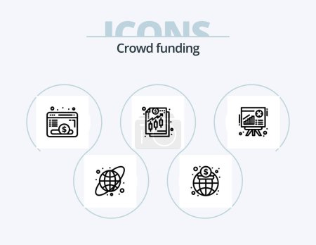 Illustration for Crowdfunding Line Icon Pack 5 Icon Design. profit. chart. imac. winner. mountain - Royalty Free Image