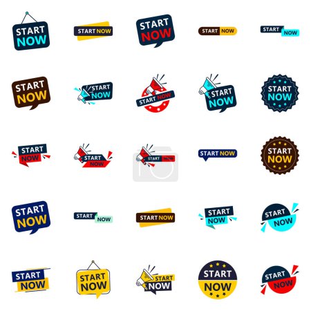 Téléchargez les illustrations : Start Now 25 Fresh Typographic Designs for an updated initiation campaign - en licence libre de droit