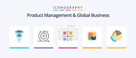 Téléchargez les illustrations : Product Managment And Global Business Flat 5 Icon Pack Including planning. management. fast. production. priorities. Creative Icons Design - en licence libre de droit
