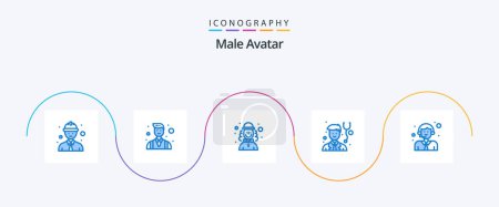 Illustration for Male Avatar Blue 5 Icon Pack Including service. delivery. joker. customer. physician - Royalty Free Image