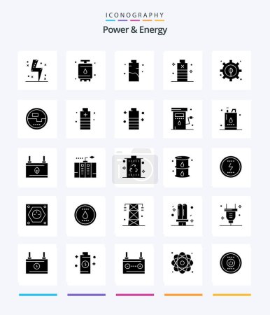 Illustration for Creative Power And Energy 25 Glyph Solid Black icon pack  Such As essential. battery. power. power. charging - Royalty Free Image