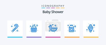Illustration for Baby Shower Blue 5 Icon Pack Including party. cream. duck. craving. food. Creative Icons Design - Royalty Free Image