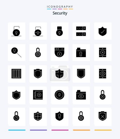 Téléchargez les illustrations : Creative Security 25 Glyph Solid Black icon pack  Such As protect. options. protection. lock. secret - en licence libre de droit